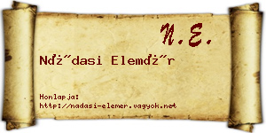 Nádasi Elemér névjegykártya